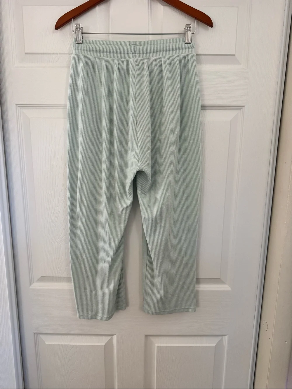 Gymshark Sage Green Ribbed Lounge Set Small Wide Leg Capri Pants - Picture 4 of 6